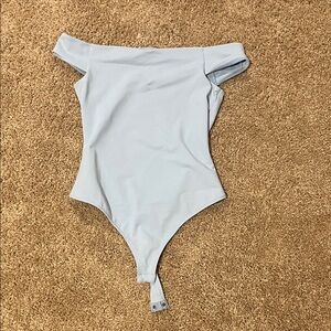 Free People Light Blue Off-Shoulder Bodysuit